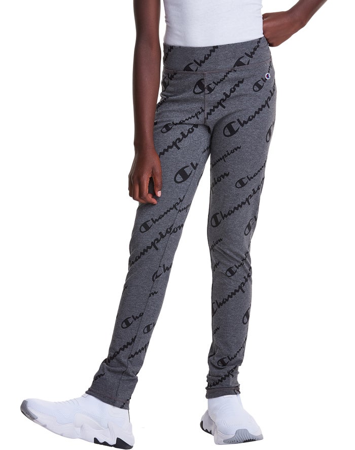 Champion Legging Meisjes - DonkerGrijs - Allover Logo ( 193875-MJH )